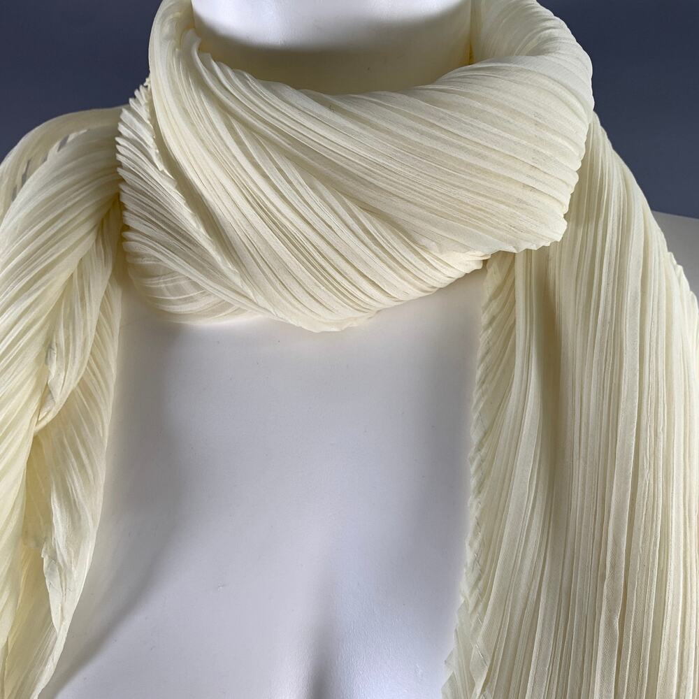 PLEATS PLEASE by ISSEY MIYAKE Ivory Pleated Scarves & Shawls - Picture 2 of 6